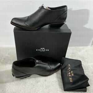 Coach Bandit Zip Pebble Leather Shoes Size 7.5B NEW in Box Black Bootie